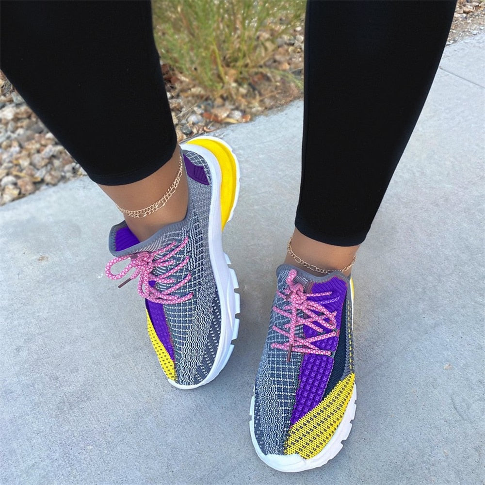 Zapatillas deportivas multicolores transpirables para mujer con cordones de colores | Ideales para cualquier temporada
