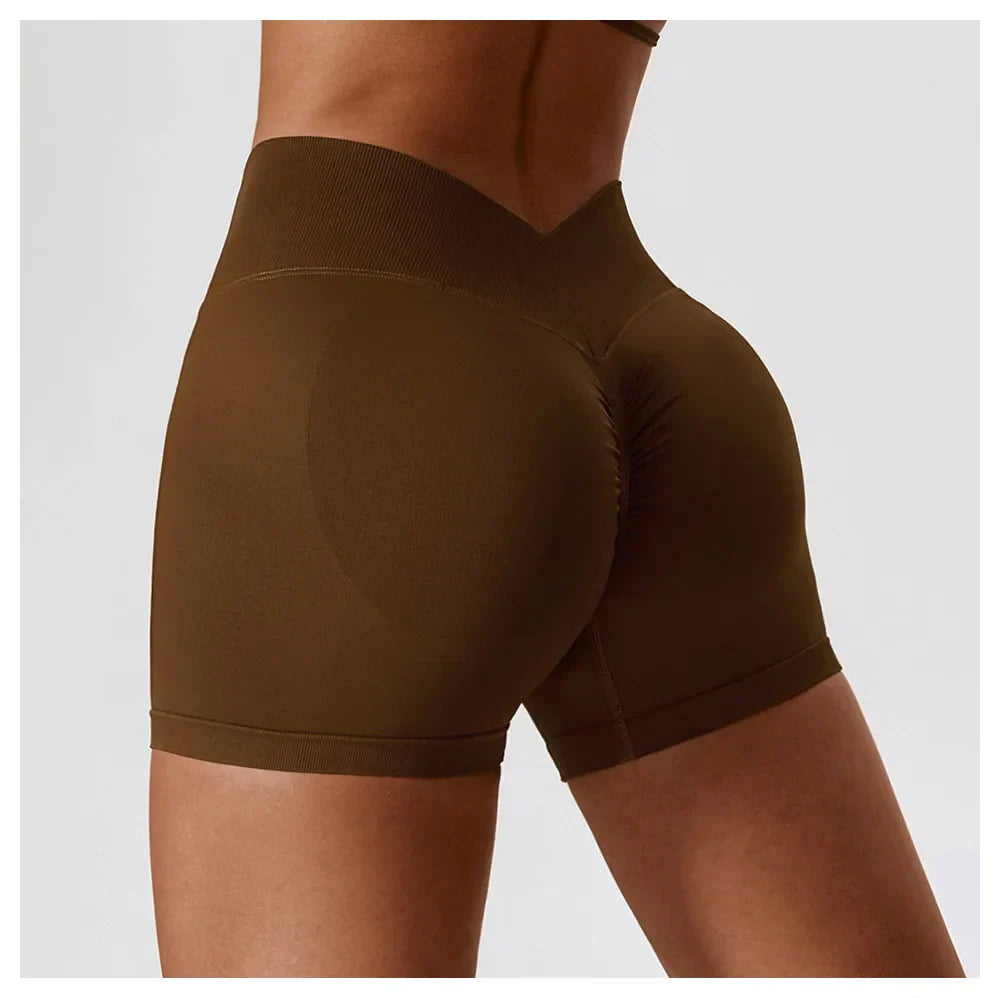 Yoga Clothes Running V Back Scrunch Women High Waist Buttock Lift Sports Short