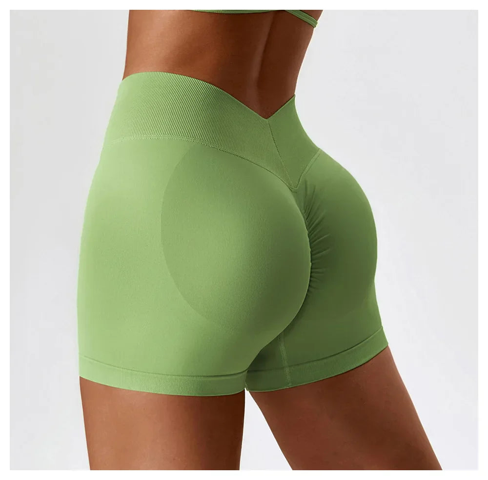 Yoga Clothes Running V Back Scrunch Women High Waist Buttock Lift Sports Short