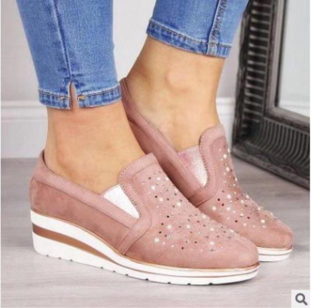 Women’s Classic Wedge Sneakers with Beads | For Everyday Wear