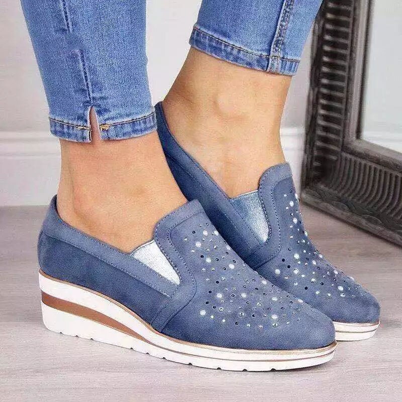 Women’s Classic Wedge Sneakers with Beads | For Everyday Wear