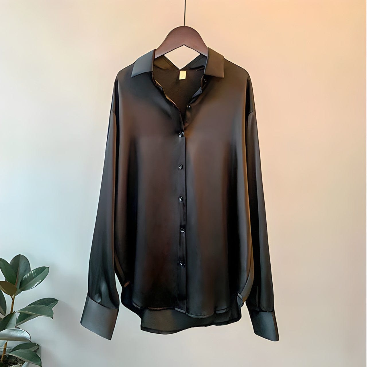 Blusa elegante de satén con botones para mujer | Ideal para primavera/verano