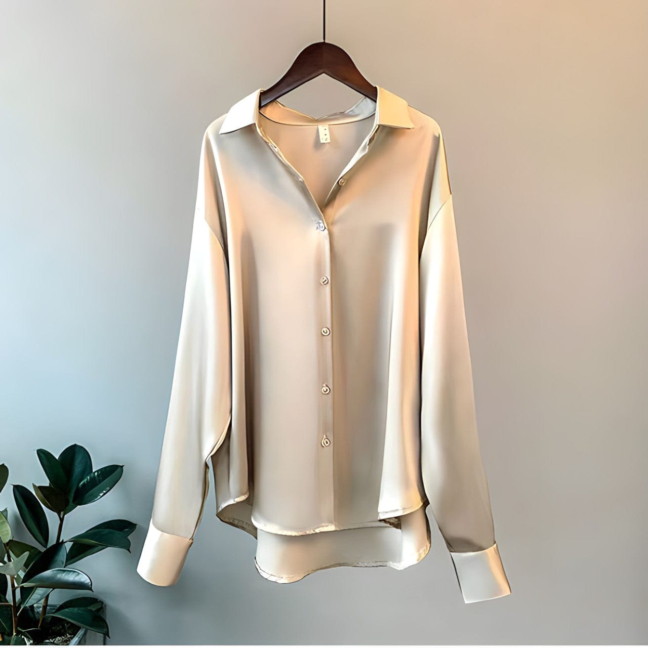 Blusa elegante de satén con botones para mujer | Ideal para primavera/verano