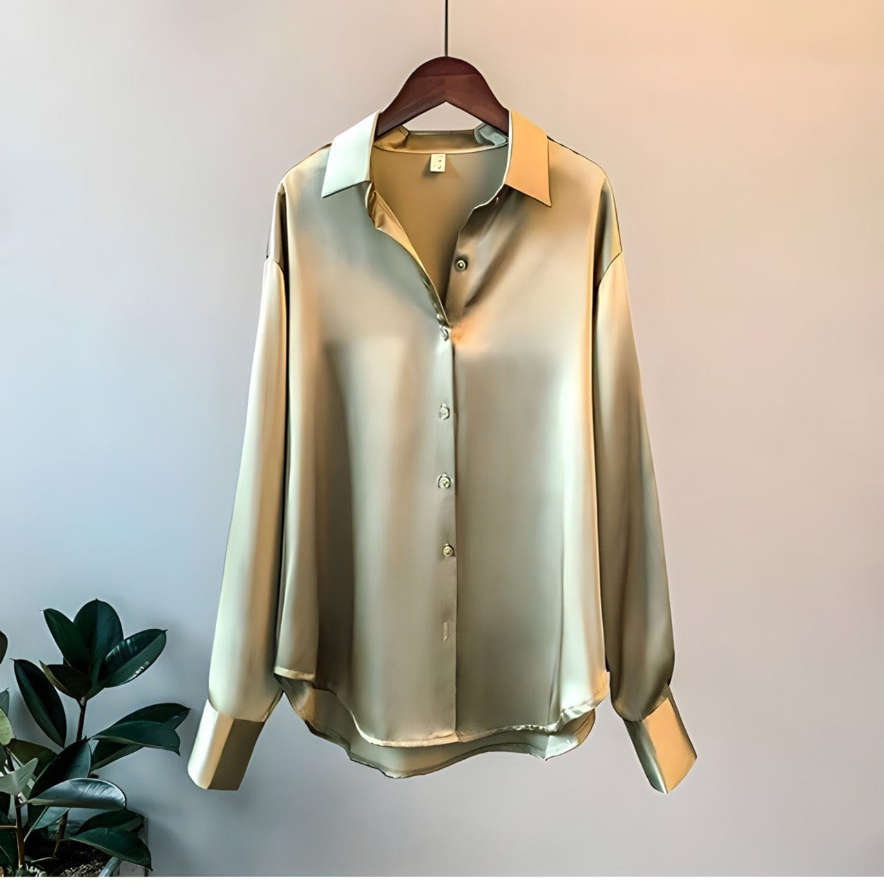 Blusa elegante de satén con botones para mujer | Ideal para primavera/verano