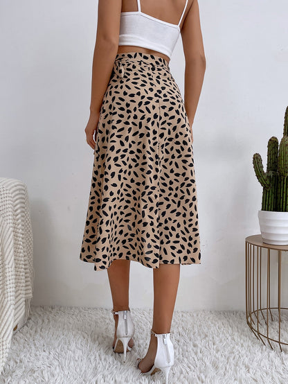 DressBetty - Casual Print Tie Side Wrap Skirt