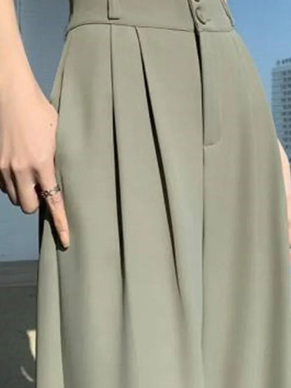 FashionSierra - Wide Leg Classic Suit Vintage Palazzo Office Black Female High Waisted Trouser