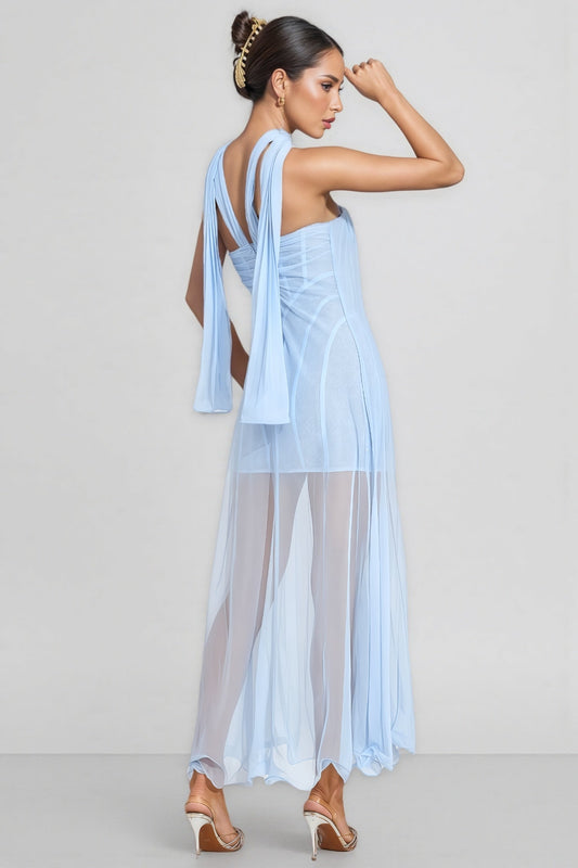Nick Blue Mesh Midi Dress