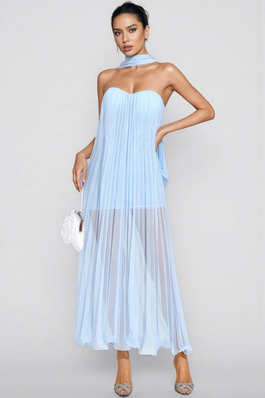 Nick Blue Mesh Midi Dress