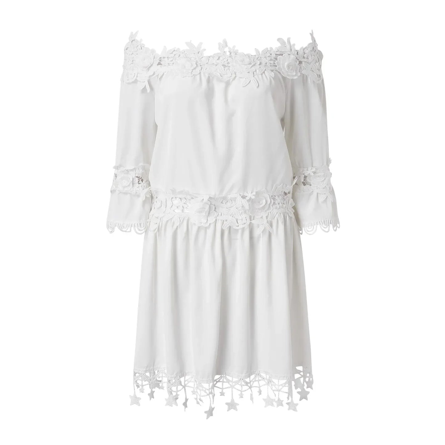 Holiday 2025 Sundress Off Shoulder V Neck Short Sleeve Beach Boho Dress