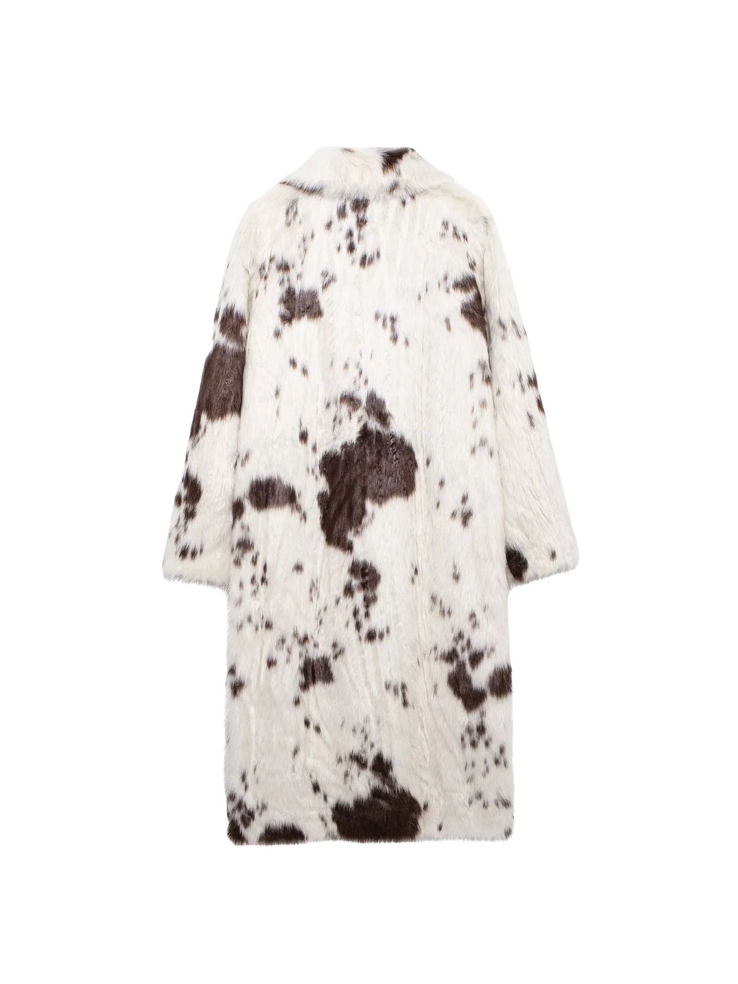 Sachi Cow Pattern Faux Fur Coat