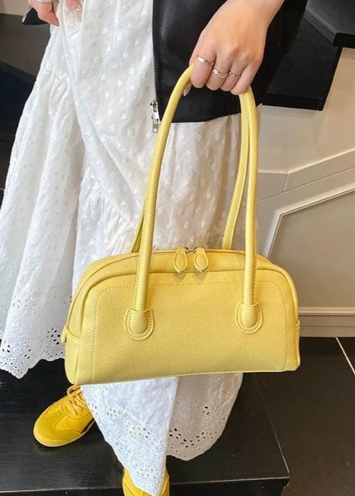 Amber Curve - Soft Yellow Shoulder Handbag