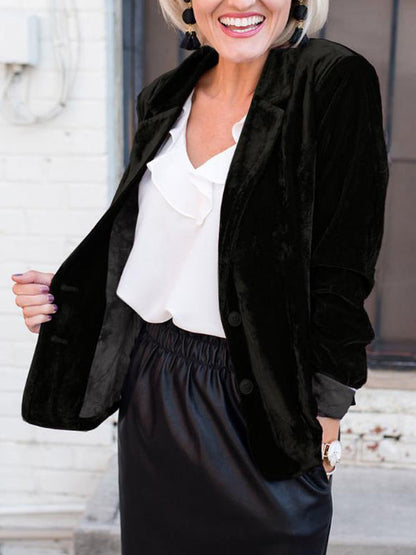 Women's Elegant Velvet Blazer with Buttons | Ideal for All Seasons