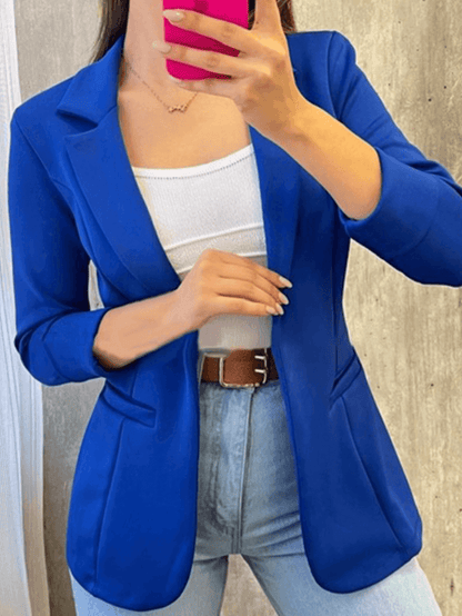 Women's Slim-fit Blazer with Open Front and Pockets | Great for All Seasons