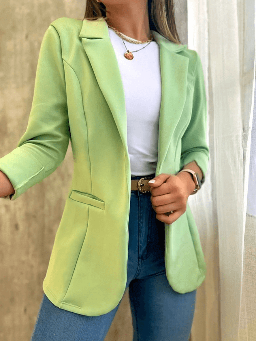 Women's Slim-fit Blazer with Open Front and Pockets | Great for All Seasons
