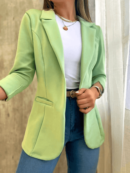 Women's Slim-fit Blazer with Open Front and Pockets | Great for All Seasons