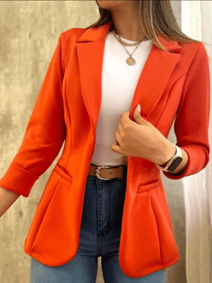 Women's Slim-fit Blazer with Open Front and Pockets | Great for All Seasons