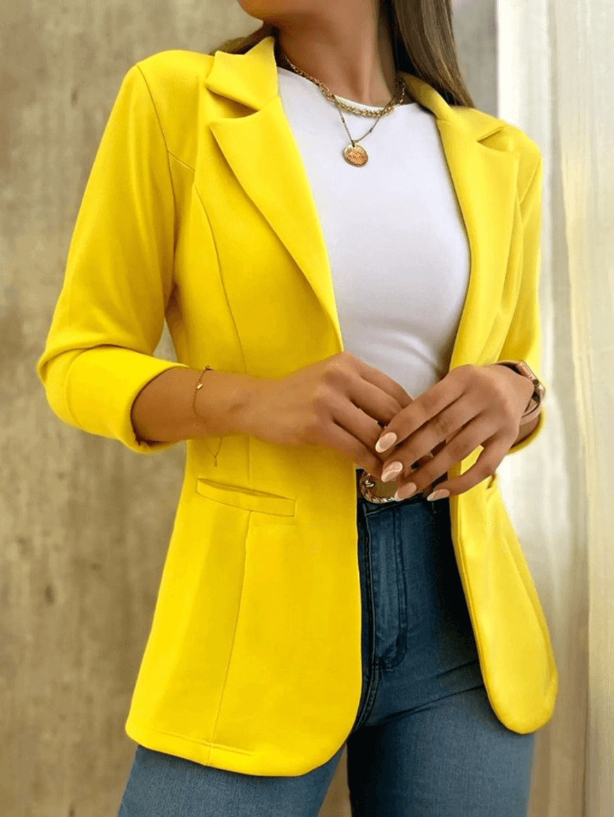 Women's Slim-fit Blazer with Open Front and Pockets | Great for All Seasons