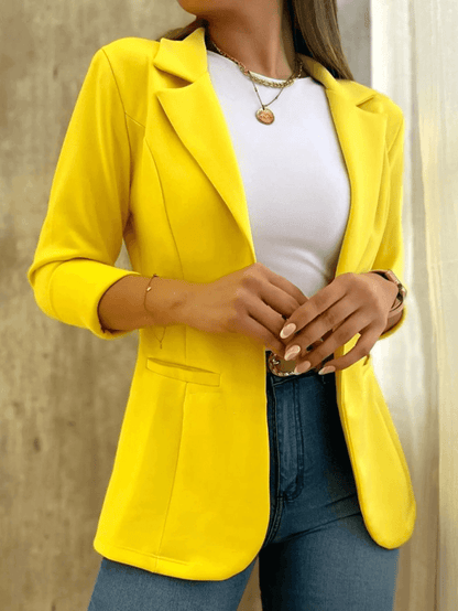 Women's Slim-fit Blazer with Open Front and Pockets | Great for All Seasons