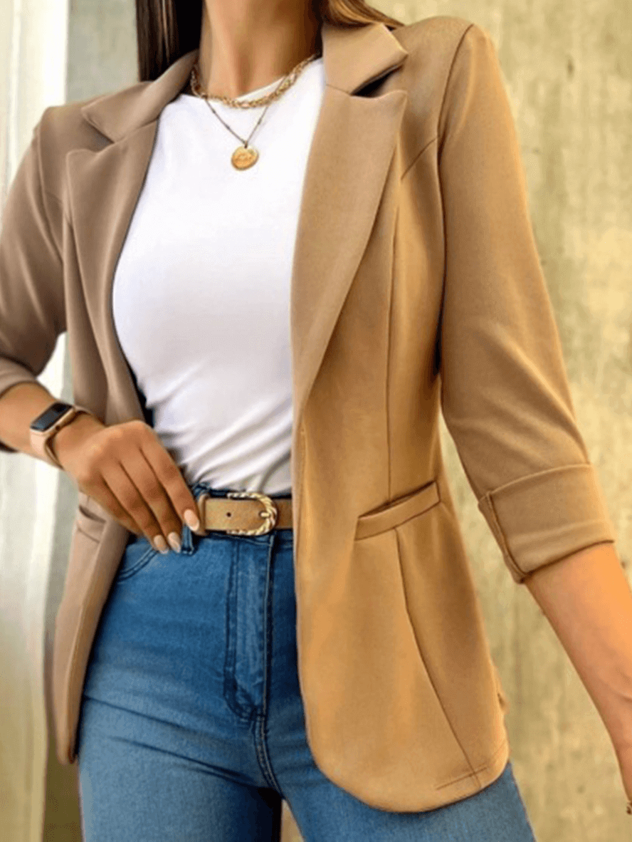 Women's Slim-fit Blazer with Open Front and Pockets | Great for All Seasons