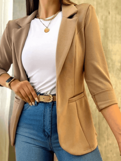 Women's Slim-fit Blazer with Open Front and Pockets | Great for All Seasons