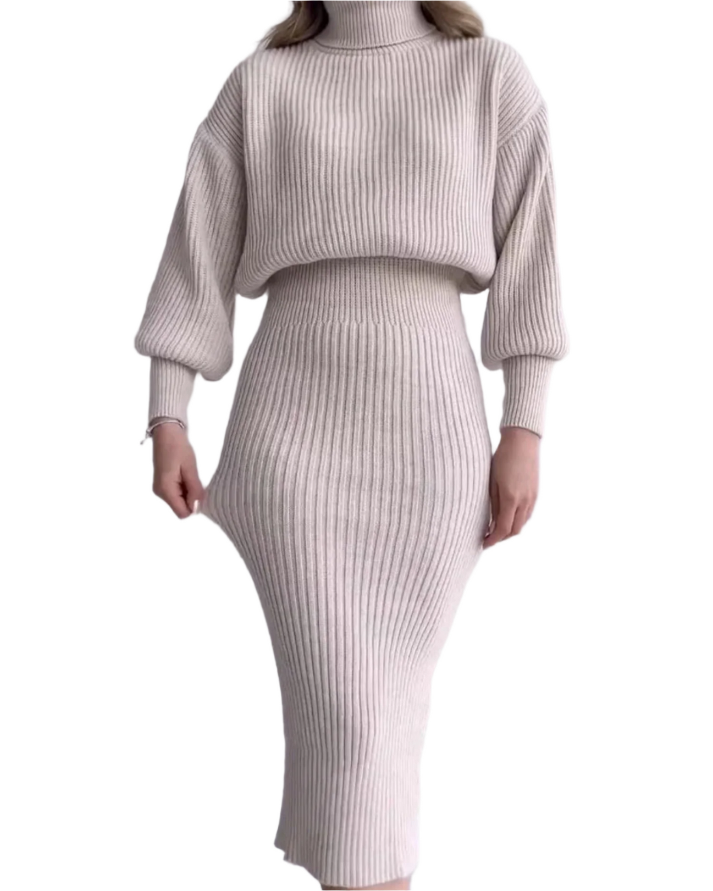 Cleo - Vestido de suéter acanalado - Elegante - Corte entallado - Ideal para otoño/invierno