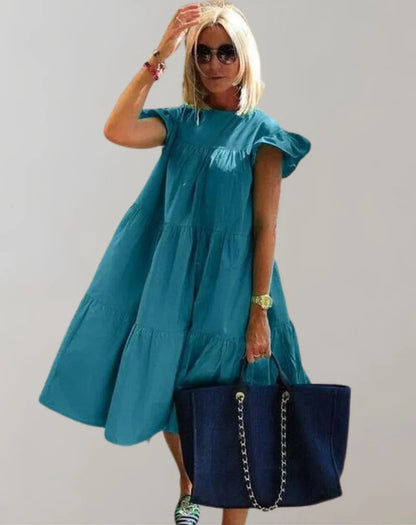Vestido largo informal con volantes y sin mangas para mujer | Ideal para primavera/verano