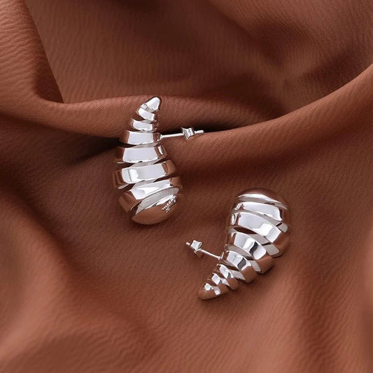 Ingemark Gold Chunky Water Drop Dome Women Trendy Punk Glossy Tear AccessOries Earring