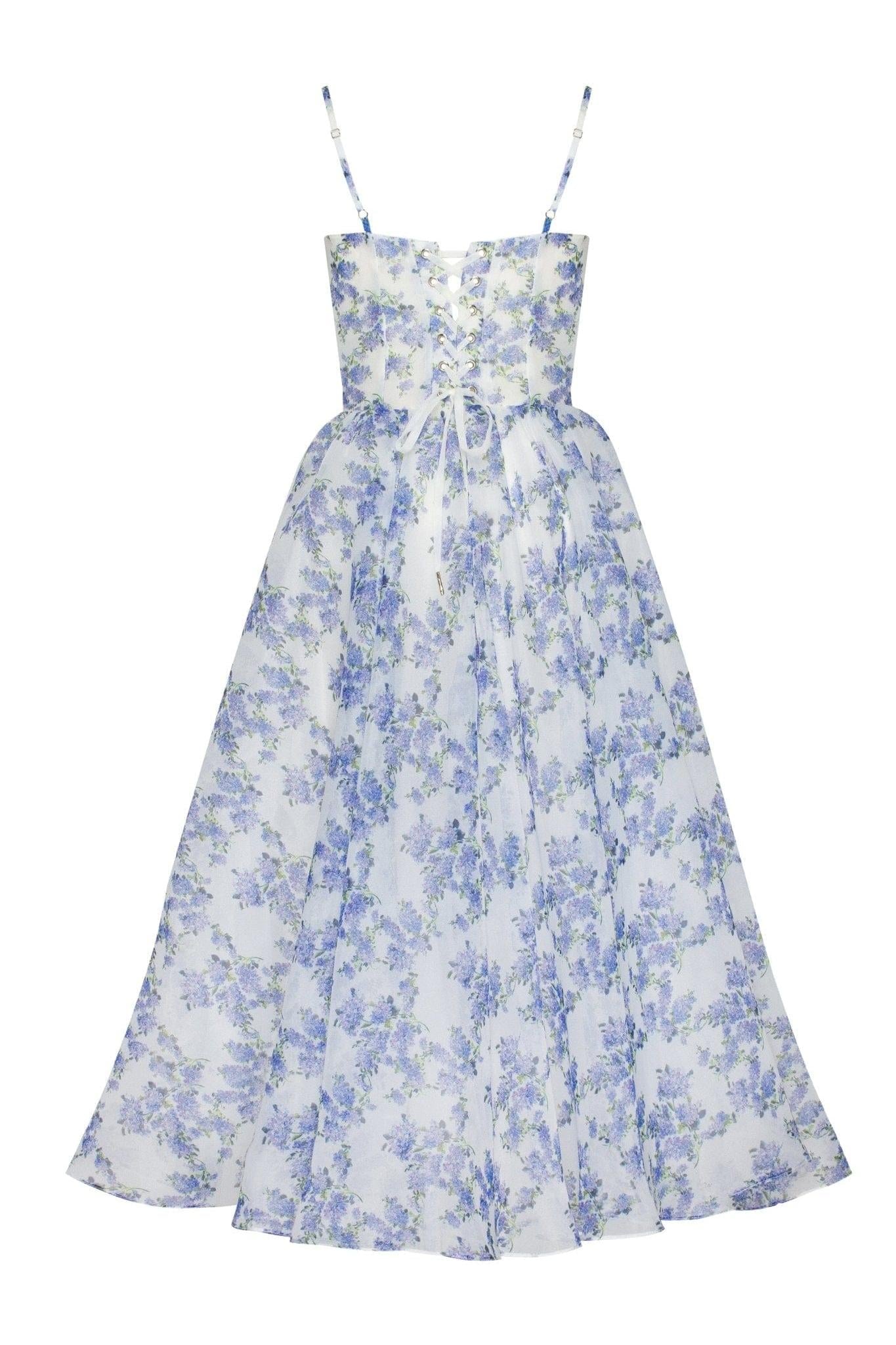 Floral Backless Lace Up Slip Midi Dress