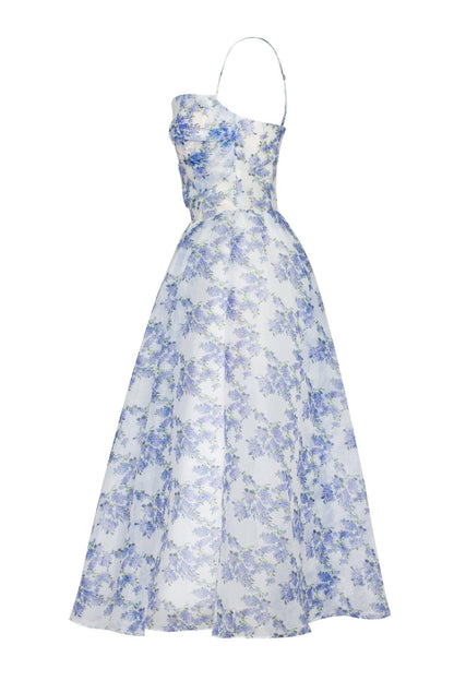 Floral Backless Lace Up Slip Midi Dress