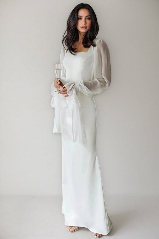 Dlasa Square Neck Lantern Sleeve Midi Dress