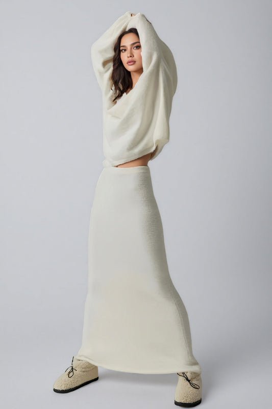 Peony Knit Top ï¼?Mid Waist Midi Skirt Set
