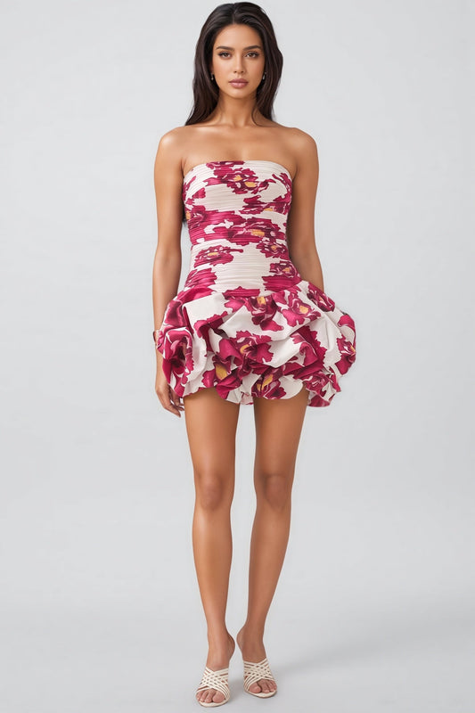 Finch Floral Off-Shoulder Pleat Mini Dress