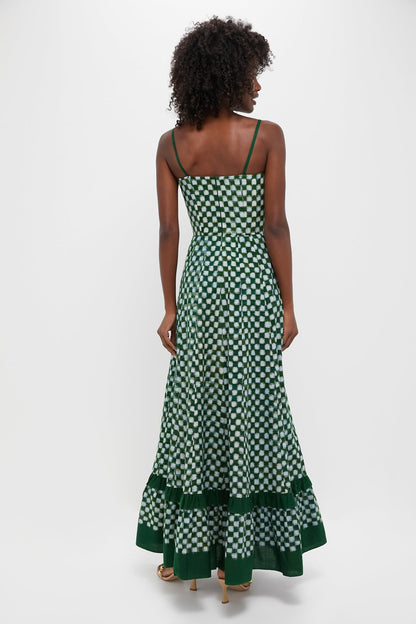Checks Frill Sleeveless Maxi Dress