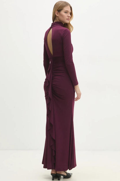 Jersey Gathering Cut-Out Maxi Dress