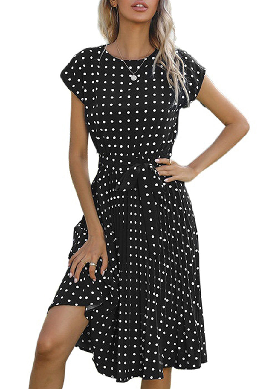 Polka Dot Cap Sleeve Dress