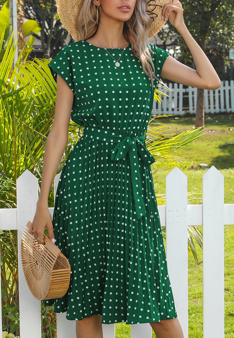 Polka Dot Cap Sleeve Dress