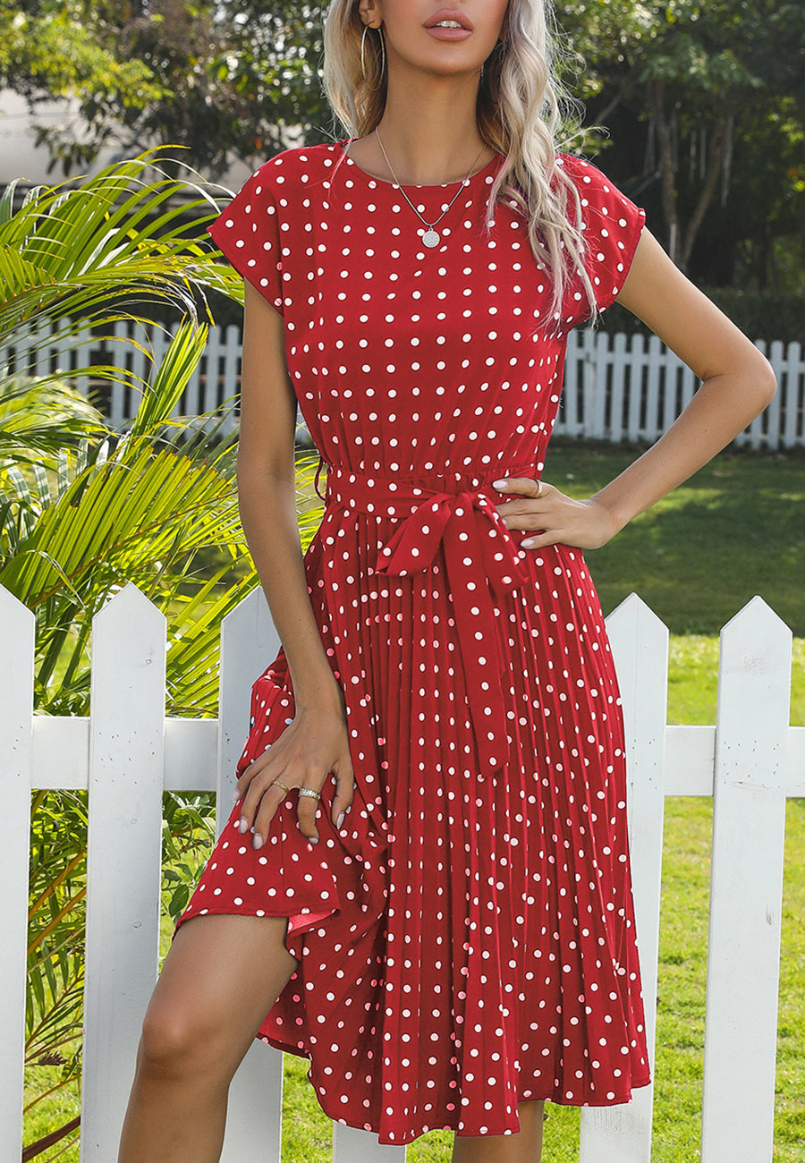 Polka Dot Cap Sleeve Dress