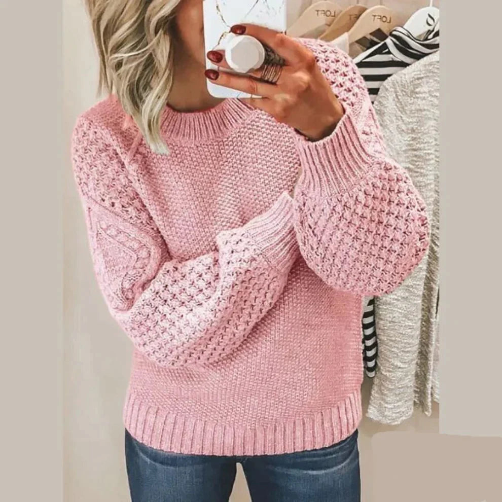 Elegante jersey de punto suave en color liso para mujer | Ideal para otoño/invierno