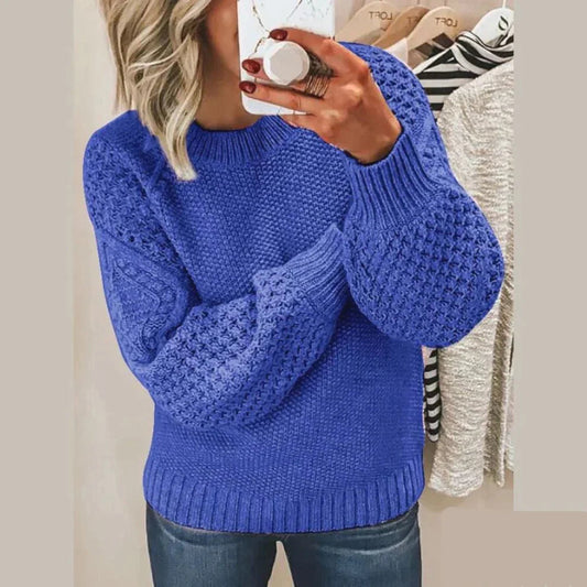 Elegante jersey de punto suave en color liso para mujer | Ideal para otoño/invierno
