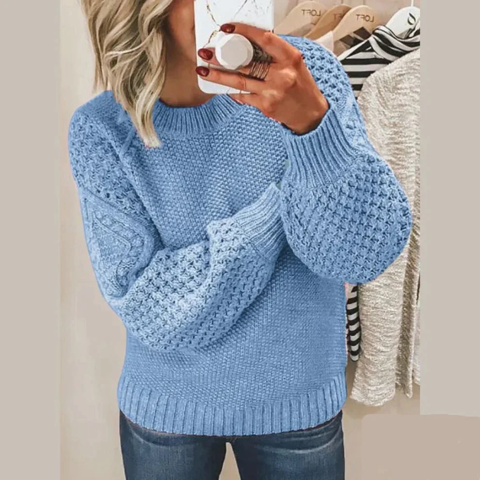 Elegante jersey de punto suave en color liso para mujer | Ideal para otoño/invierno