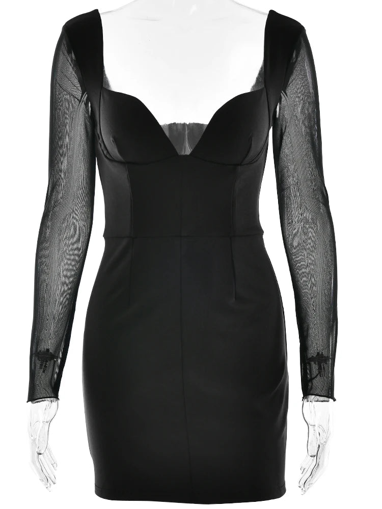 JULISSA MO Sexy Deep V-neck Zipper Women Dress Black Backless Long Sleeve Dress Female Winter Skinny Elegant Party Clubwear 2025