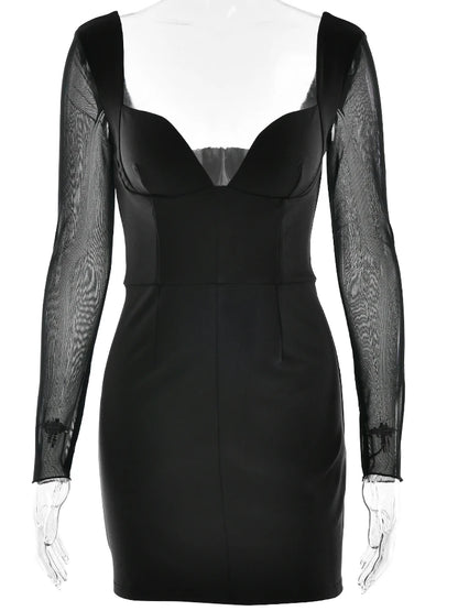JULISSA MO Sexy Deep V-neck Zipper Women Dress Black Backless Long Sleeve Dress Female Winter Skinny Elegant Party Clubwear 2025