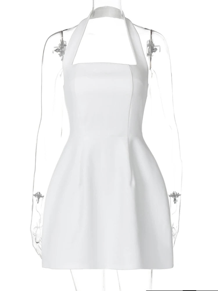 JULISSA MO Sexy Off Shoulder Halter Women Dress White Backless High Waist Dress Female Autumn Skinny Elegant Party Clubwear 2025
