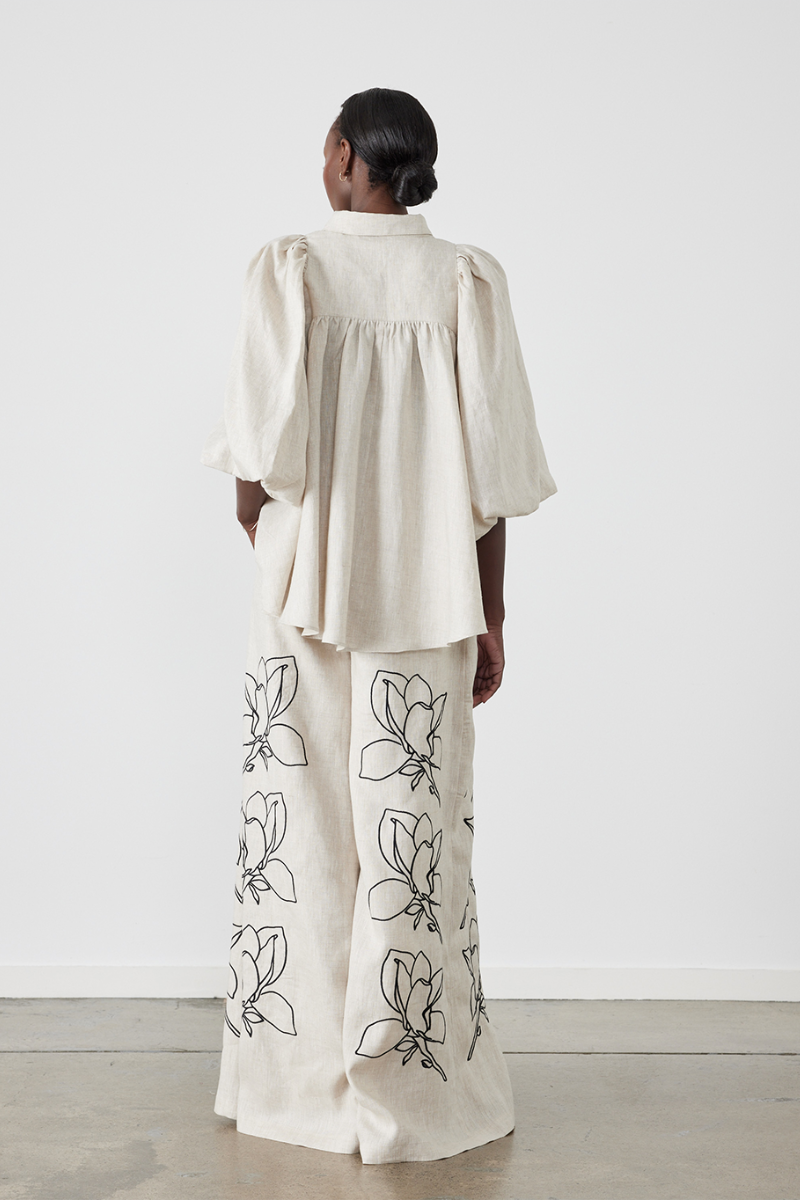 Conjunto Jasmin Ballonmouw Bloemen Broek