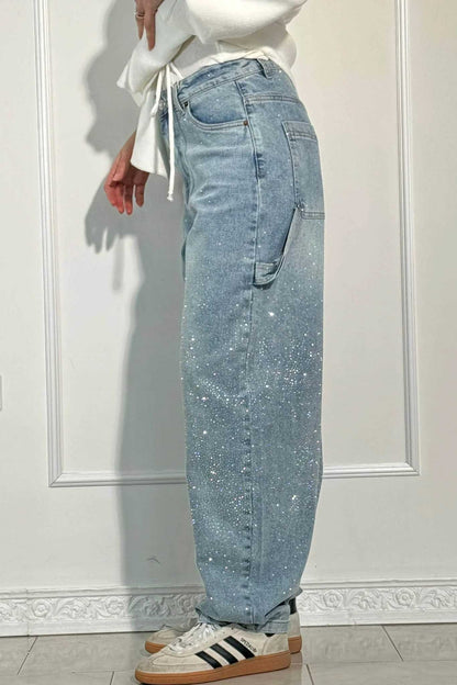 Jeans de mezclilla con brillo de carpintero con globos