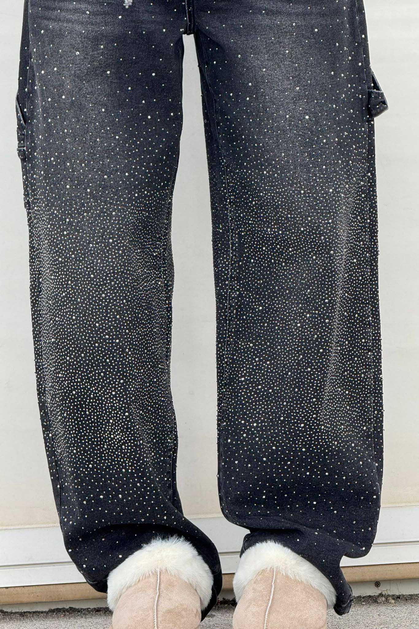 Jeans de mezclilla con brillo de carpintero con globos