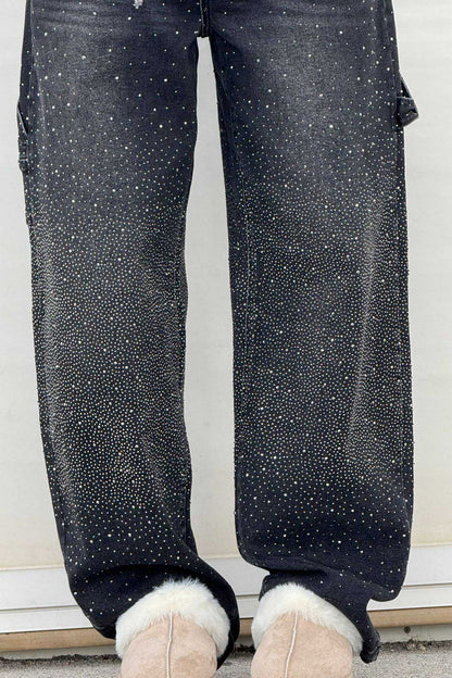 Jeans de mezclilla con brillo de carpintero con globos