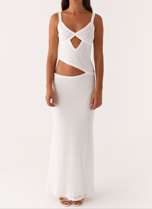 Orsa Maxi Dress - White Crochet