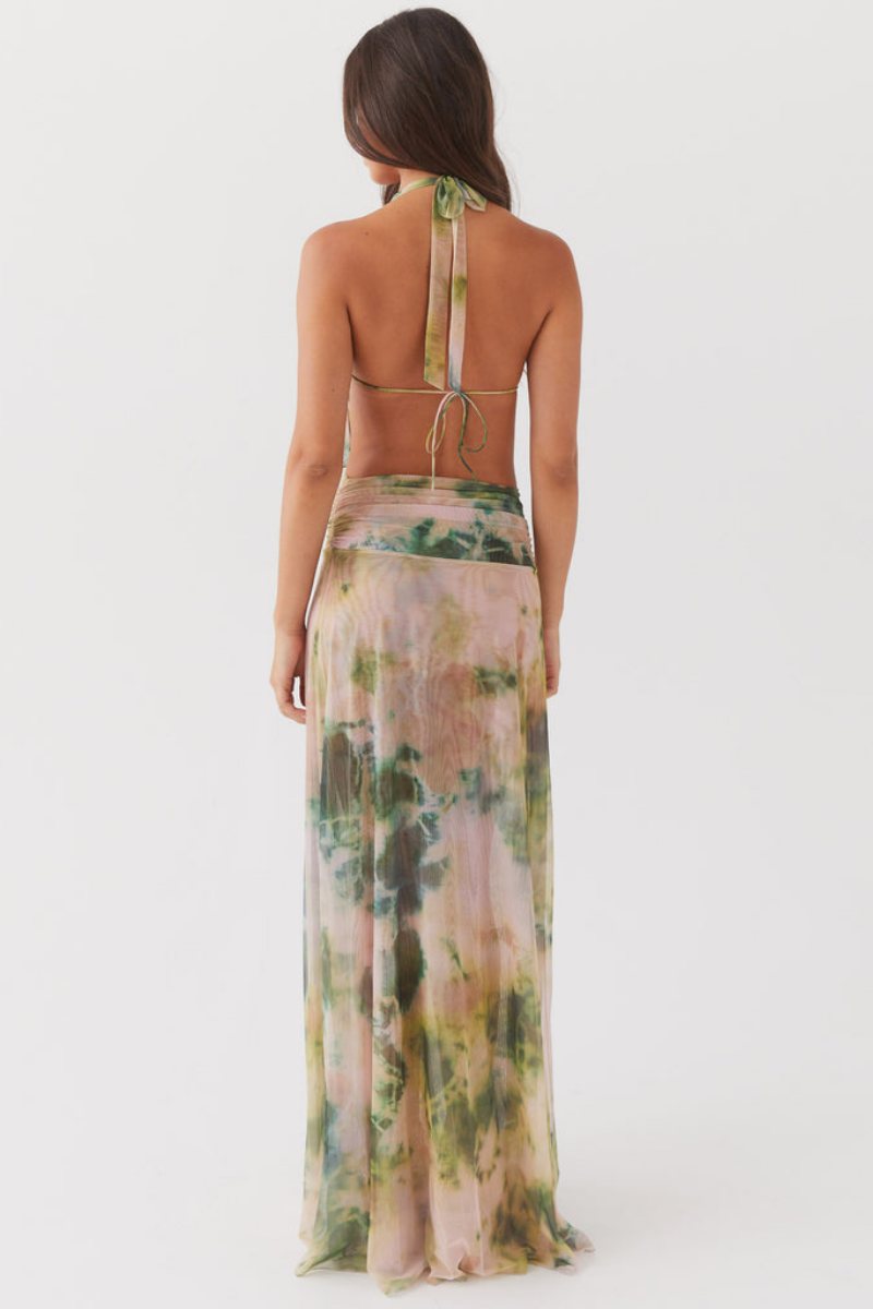 Conjunto de falda con cuello halter y capucha Julie