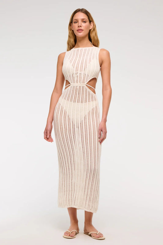 Vestido maxi con aberturas estilo crochet